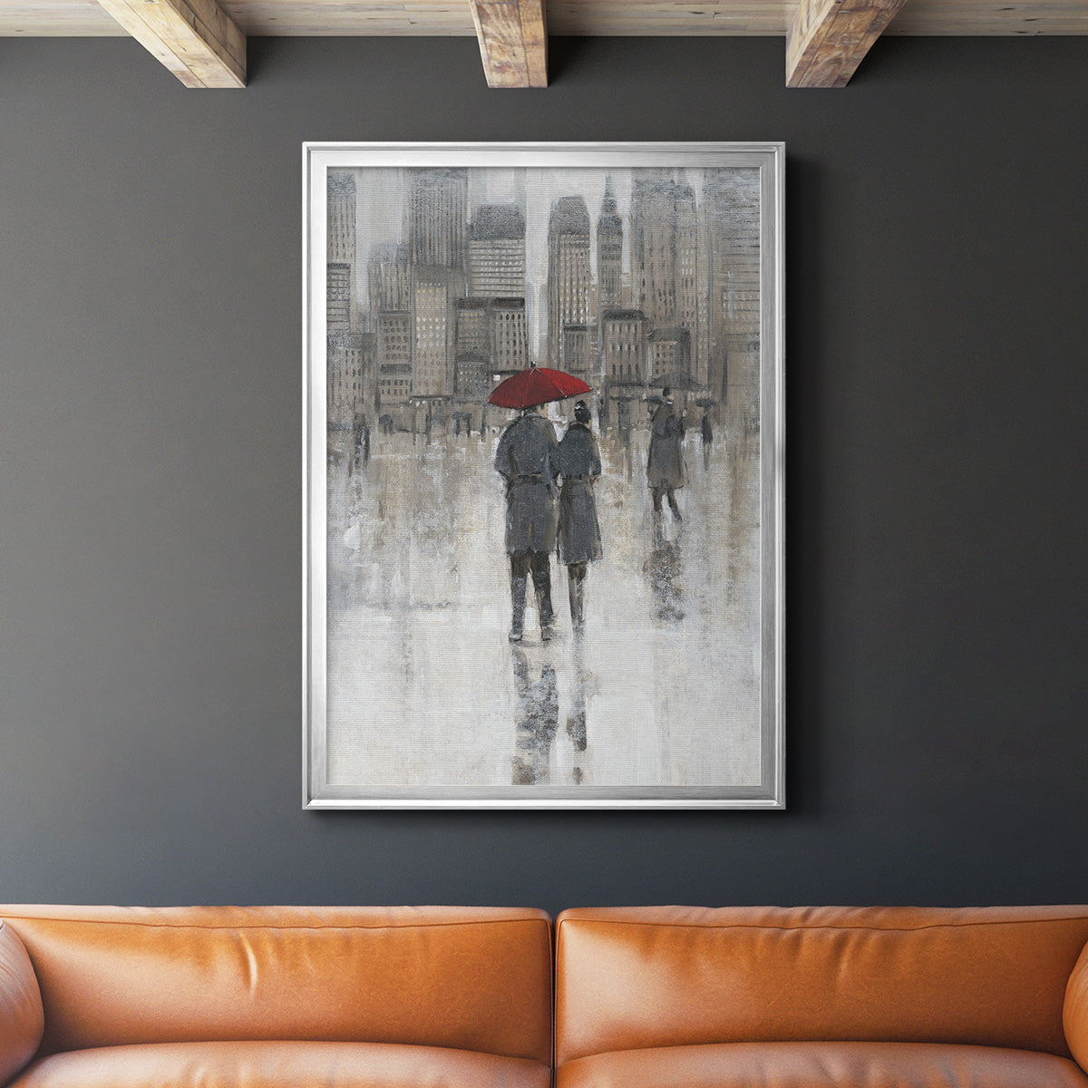 Rain in The City I - Modern Framed Canvas Print