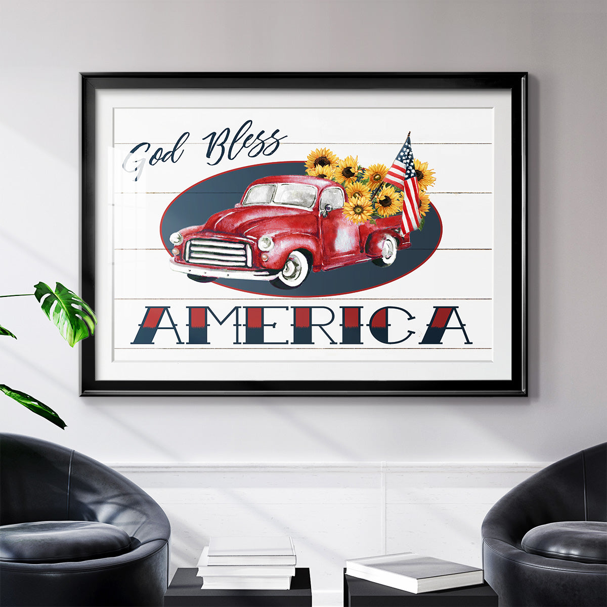 God Bless America Truck - Modern Framed Art Print