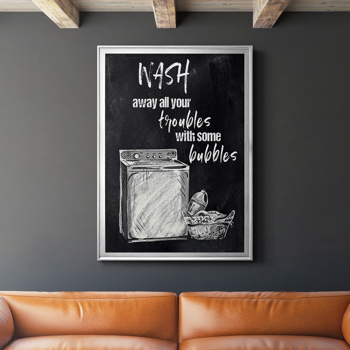 Wash Away Your Troubles - Modern Framed Canvas Print