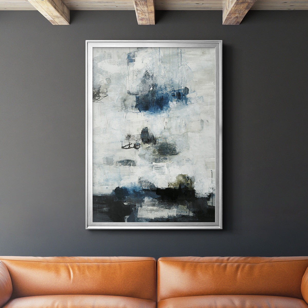 Black & Blue - Modern Framed Canvas Print