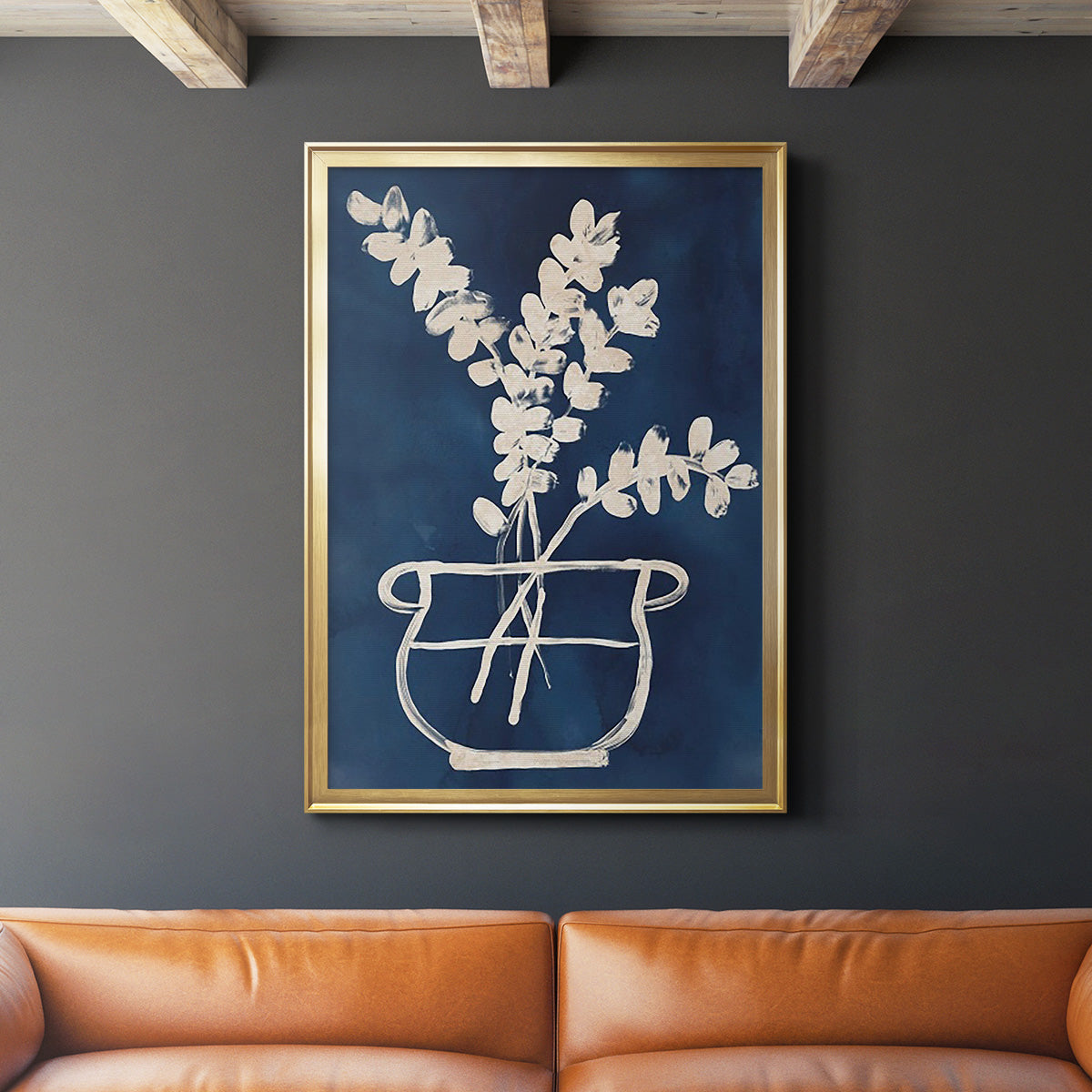 Vessel on Indigo II - Modern Framed Canvas Print