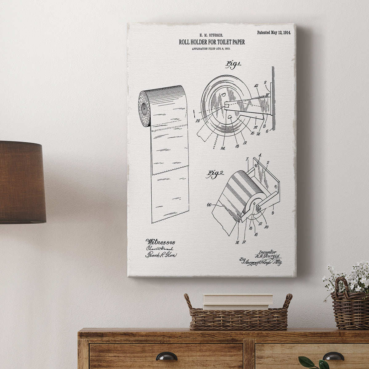 Toilet Paper Patent III - Canvas Art Print