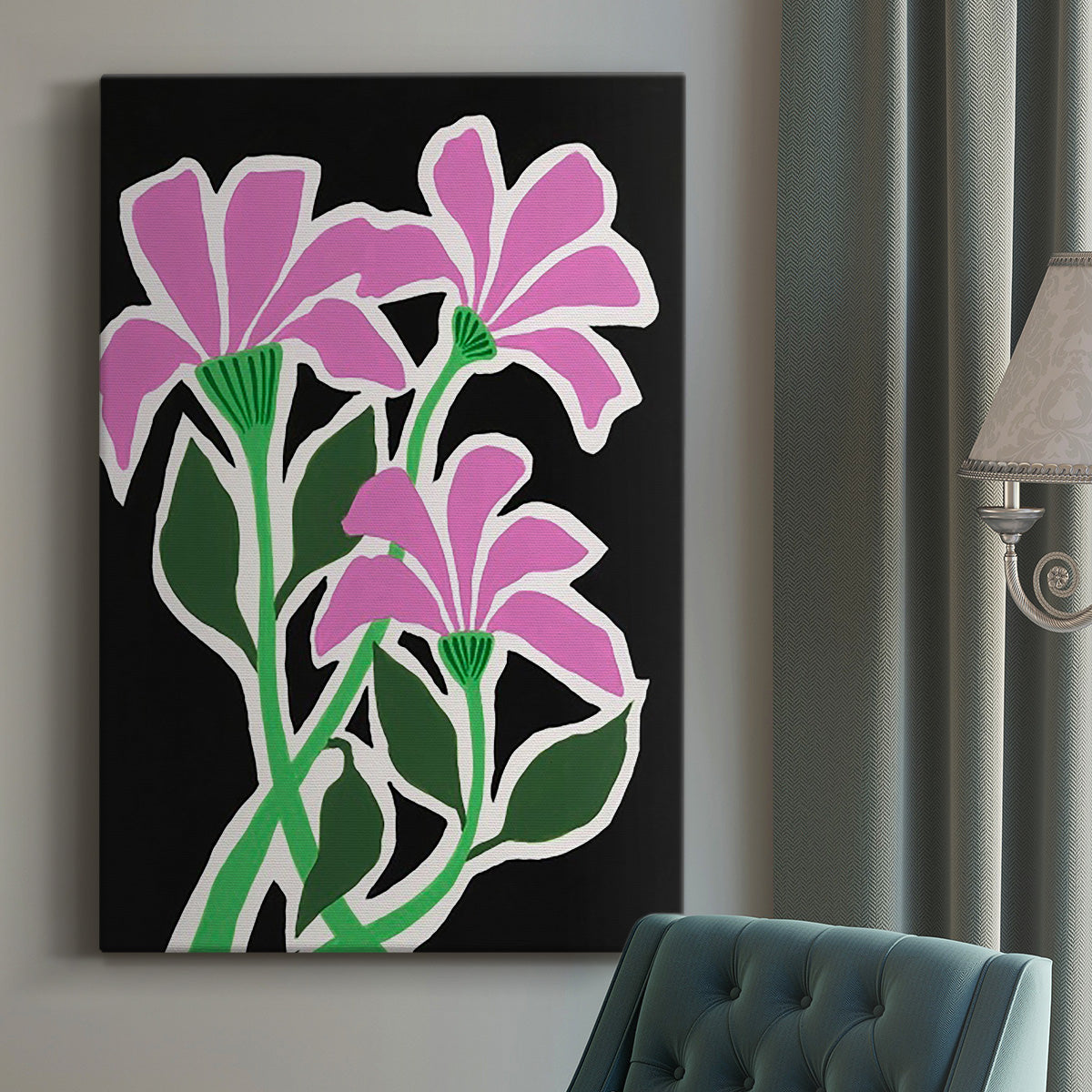 Pop Flowers V Premium Gallery Wrapped Canvas - Ready to Hang