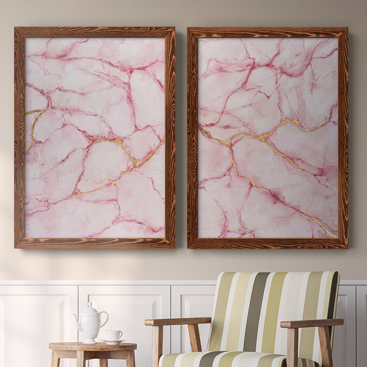 Rose Marble I - Premium Framed Canvas 2 Piece Set - Ready to Hang