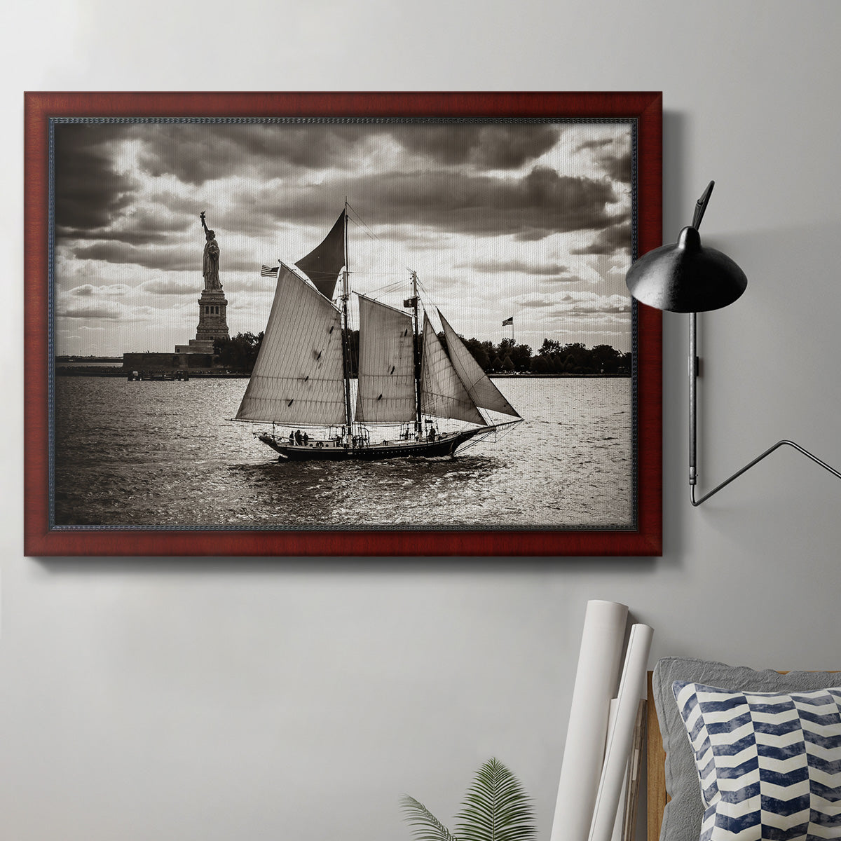 The Clipper & the Liberty Premium Framed Canvas- Ready to Hang