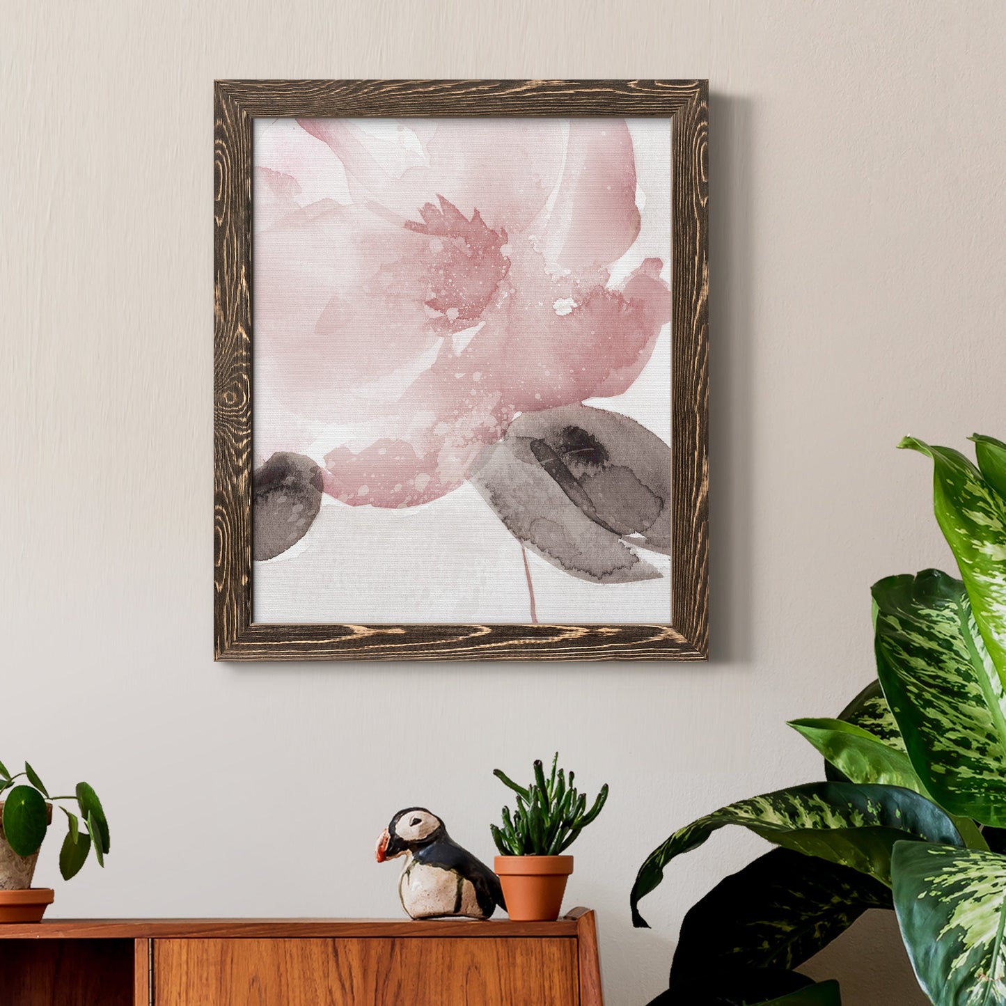 Blush Bloom I - Premium Canvas Framed in Barnwood - Ready to Hang