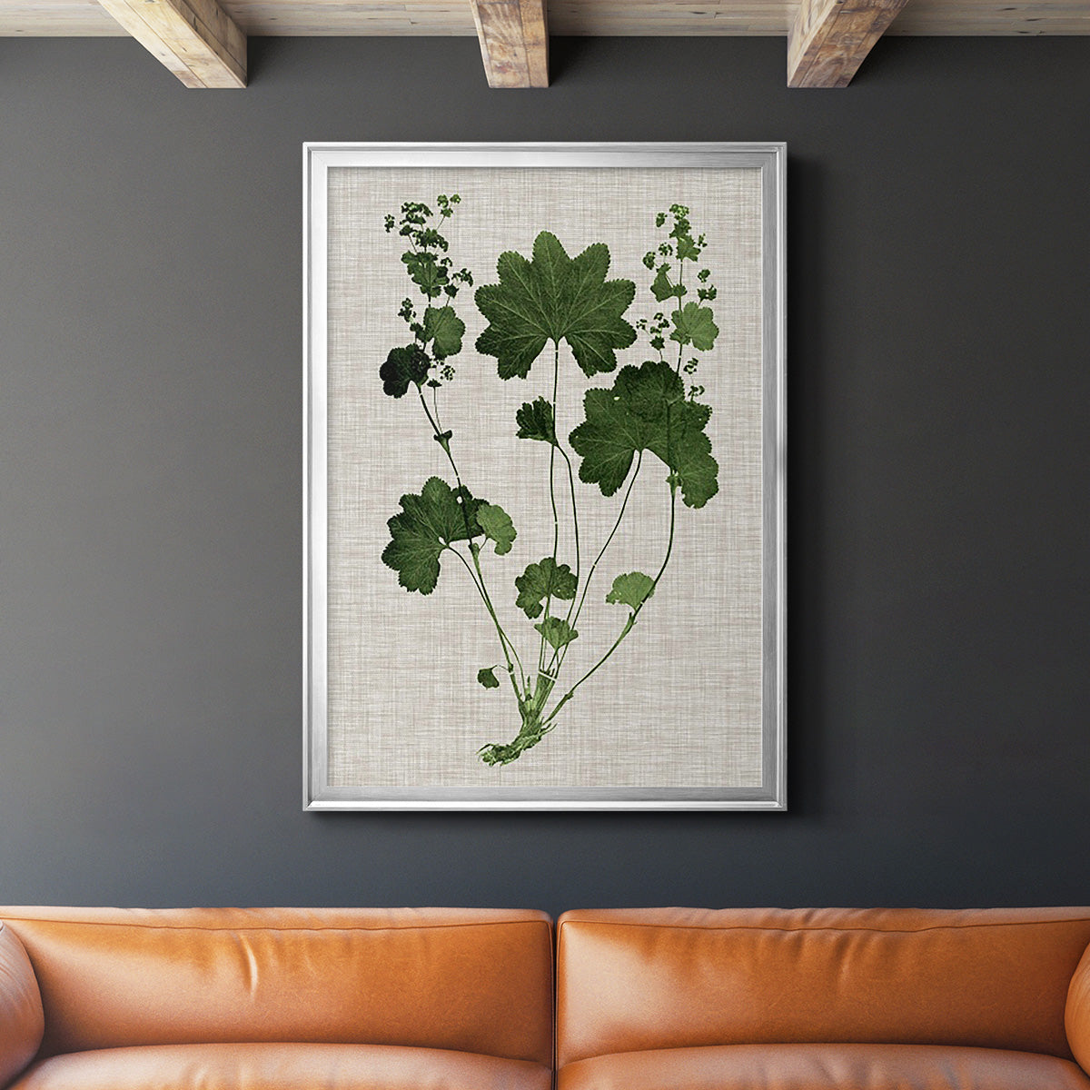 Forest Foliage on Linen IV - Modern Framed Canvas Print