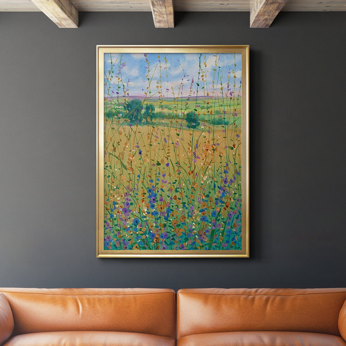 Wildflower Path I - Modern Framed Canvas Print