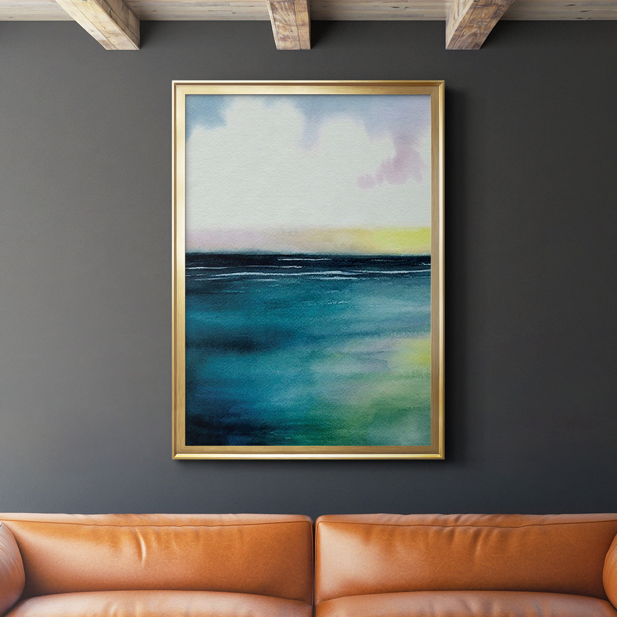 Sherbet Sunset Diptych I - Modern Framed Canvas Print