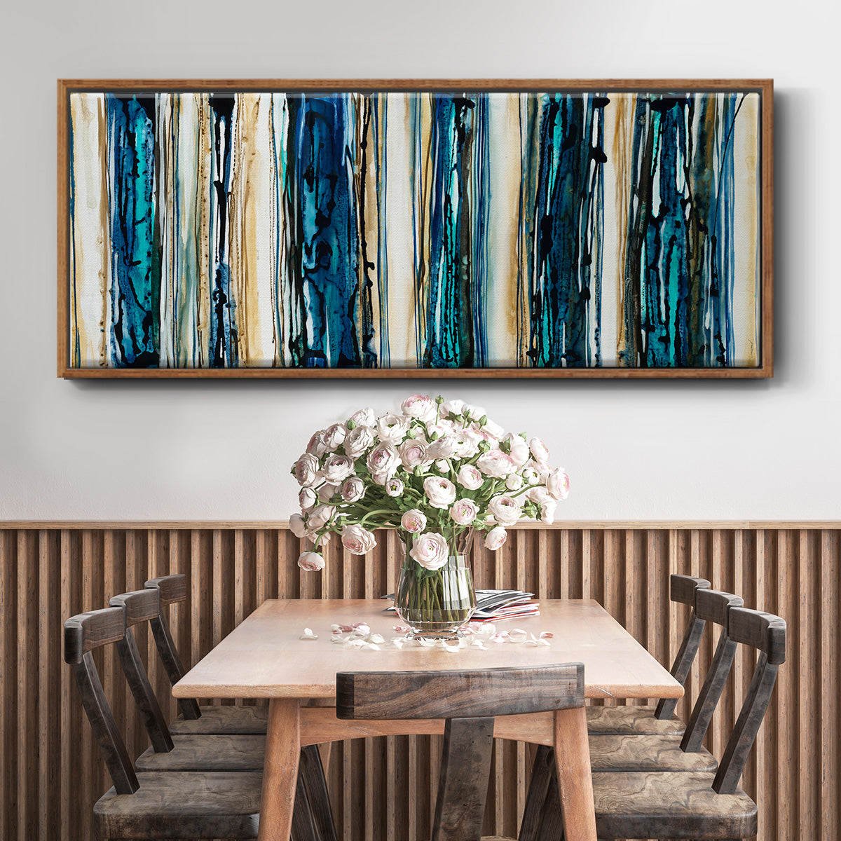 Blue Streaks - Floater Framed Canvas Print