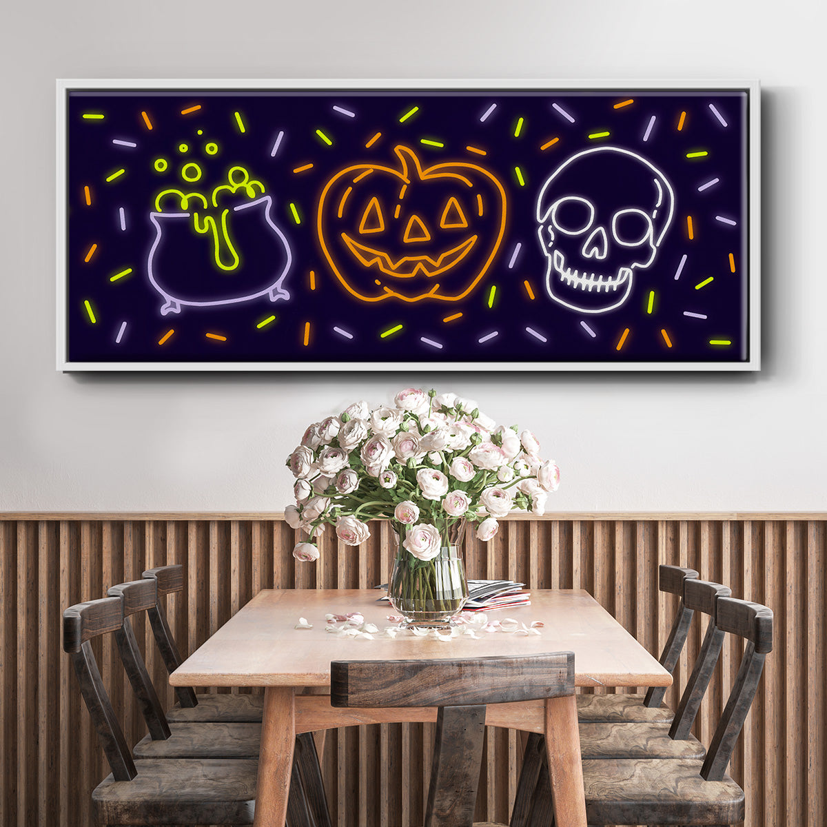 Neon Halloween Collection D - Floater Framed Canvas Print