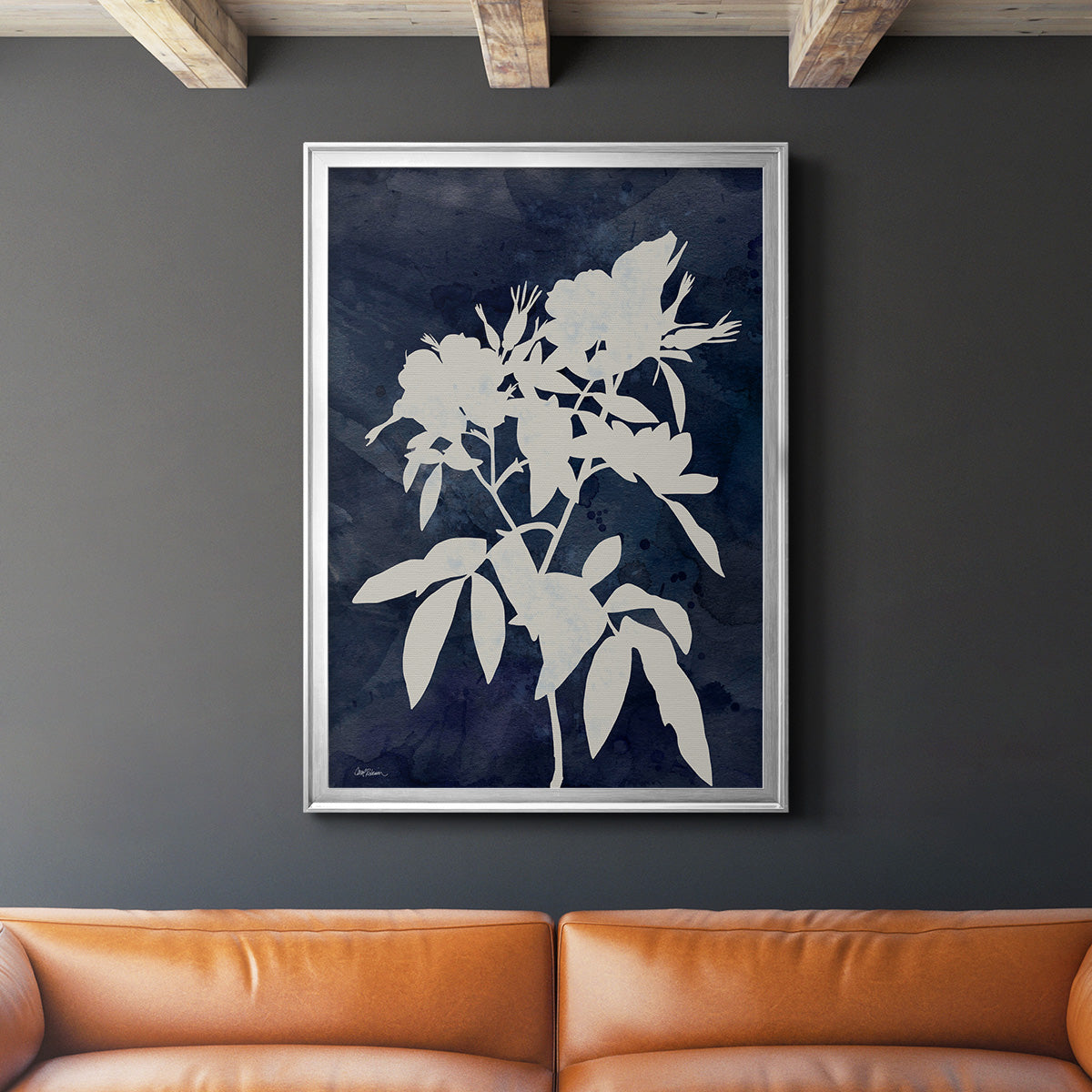 Indigo Botanical I Revisited - Modern Framed Canvas Print