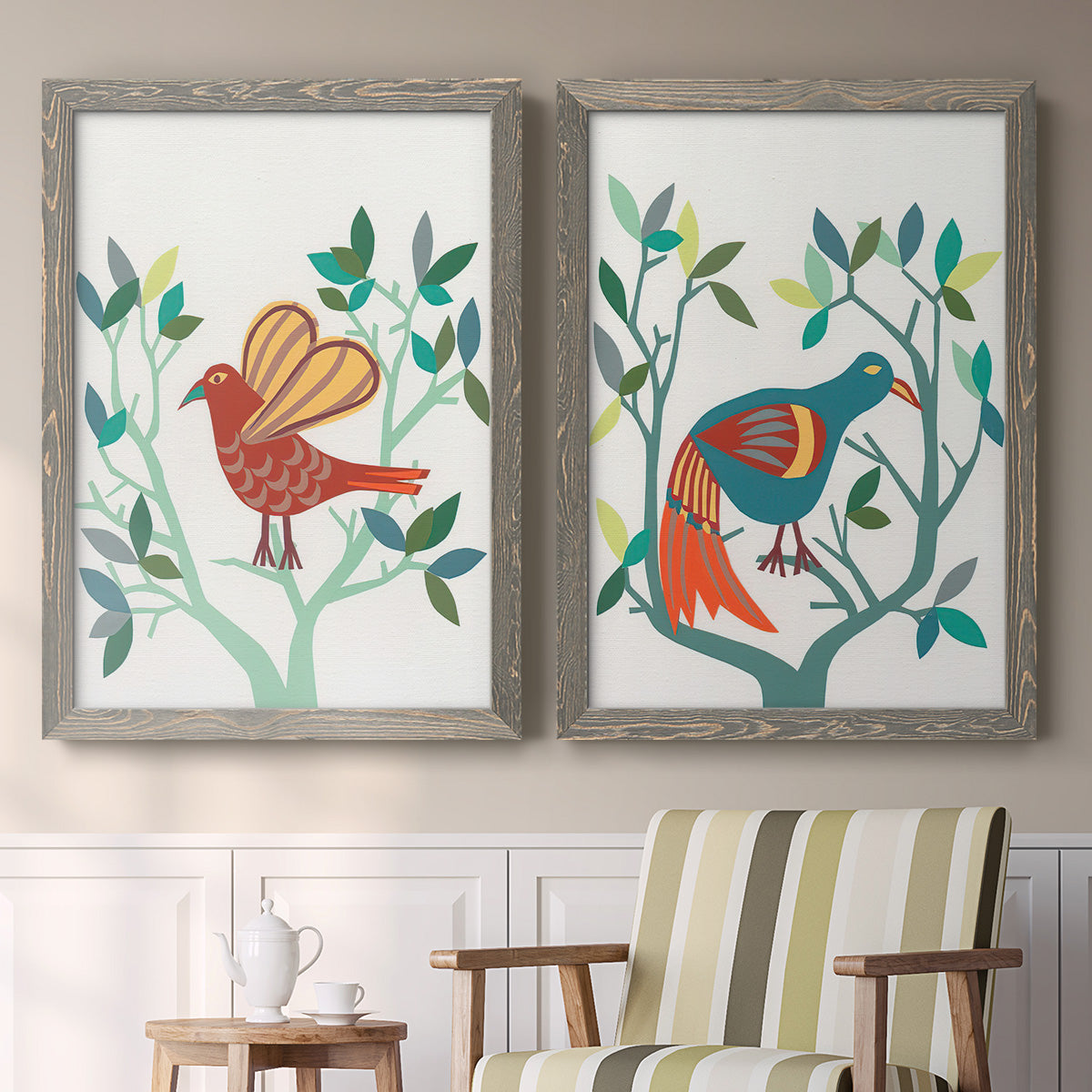 Whitty Bird I - Premium Framed Canvas 2 Piece Set - Ready to Hang