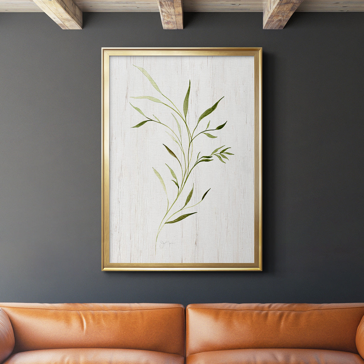 Windblown Leaves II - Modern Framed Canvas Print