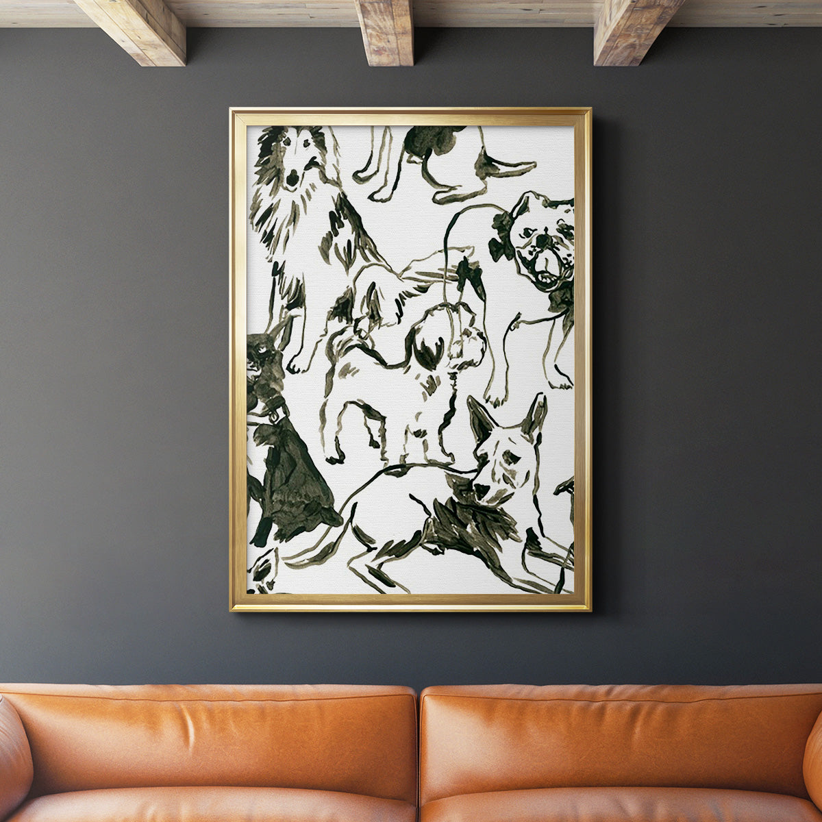 Canine Collage I - Modern Framed Canvas Print