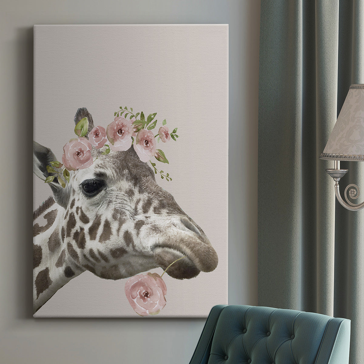 Peek A Boo Giraffe II Premium Gallery Wrapped Canvas - Ready to Hang