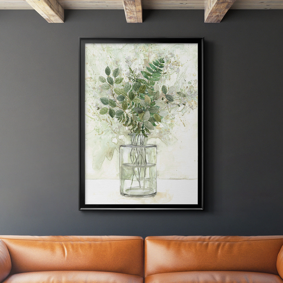 Delicate Greenery I - Modern Framed Canvas Print