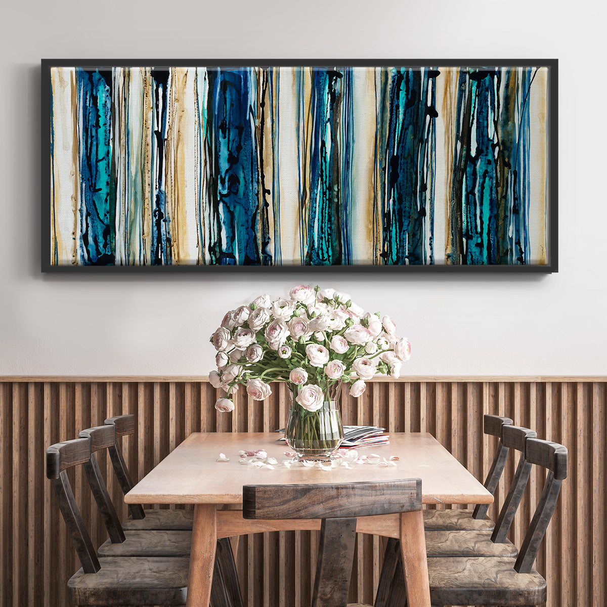 Blue Streaks - Floater Framed Canvas Print