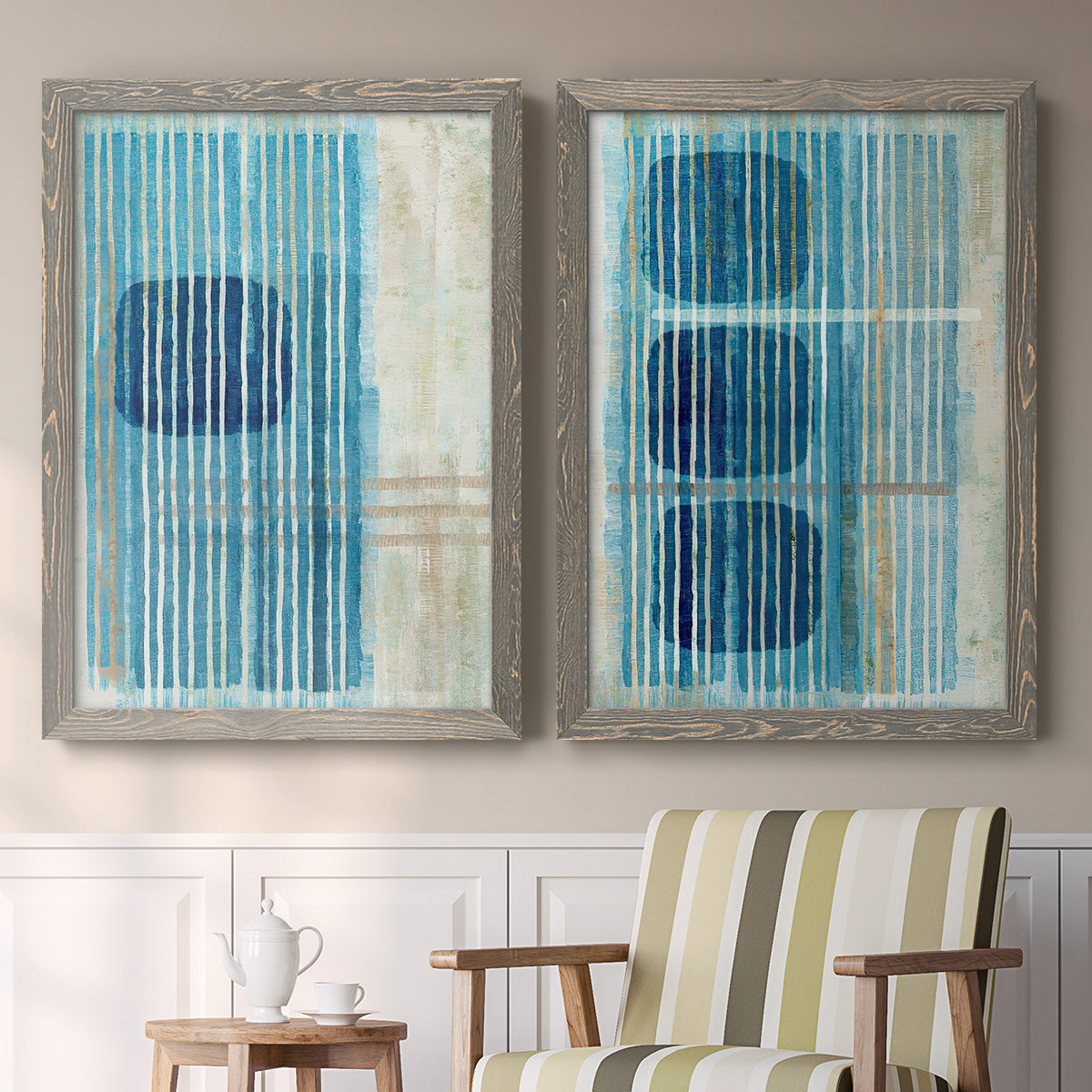 Blue Blue Horizon I - Premium Framed Canvas 2 Piece Set - Ready to Hang