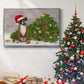 Christmas Boxer and Broken Christmas Tree - Framed Gallery Wrapped Canvas in Floating Frame