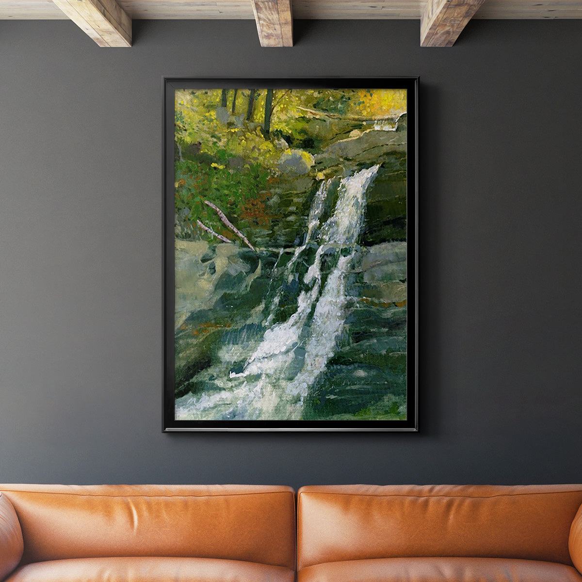 Kent Falls - Modern Framed Canvas Print