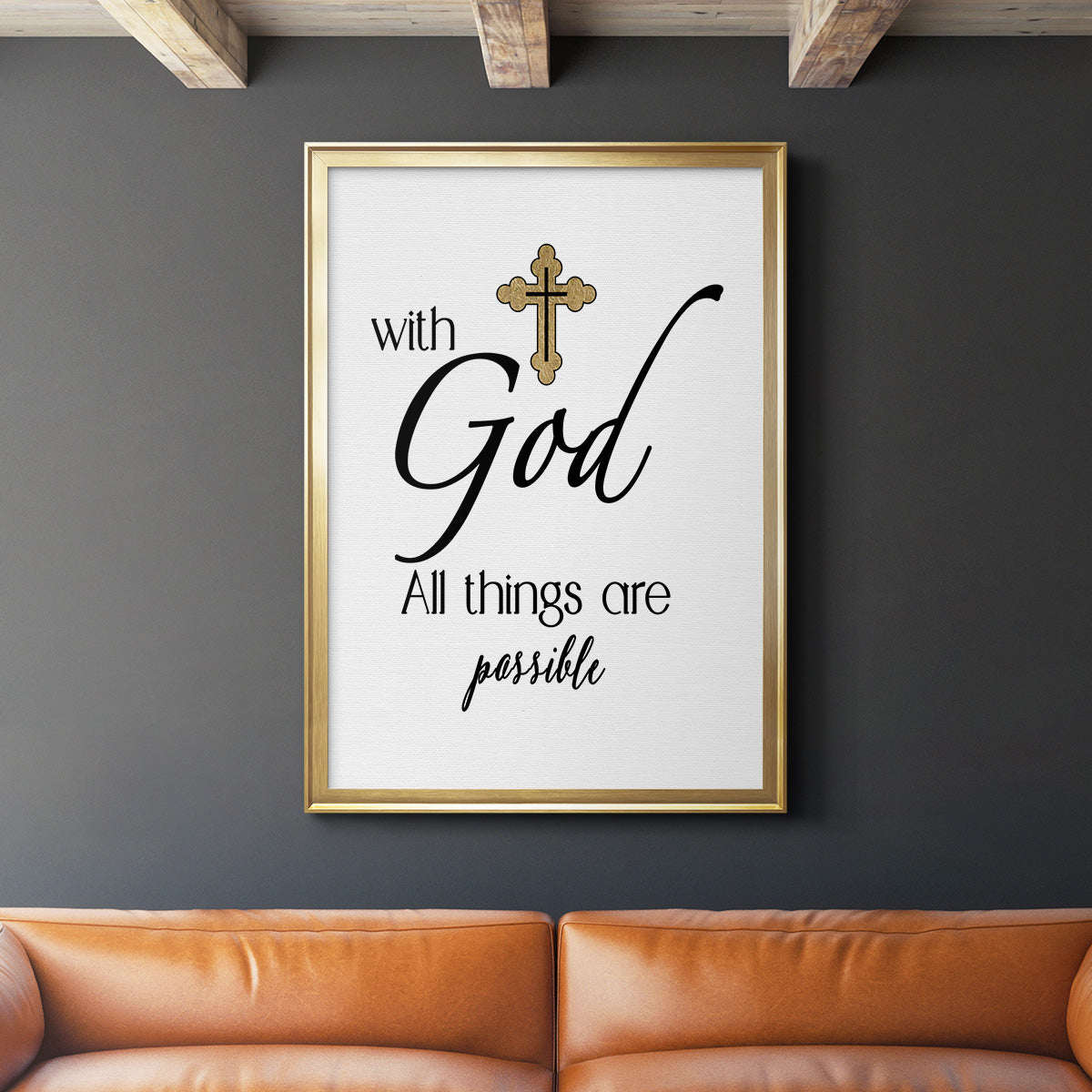 All Things Possible Gold - Modern Framed Canvas Print