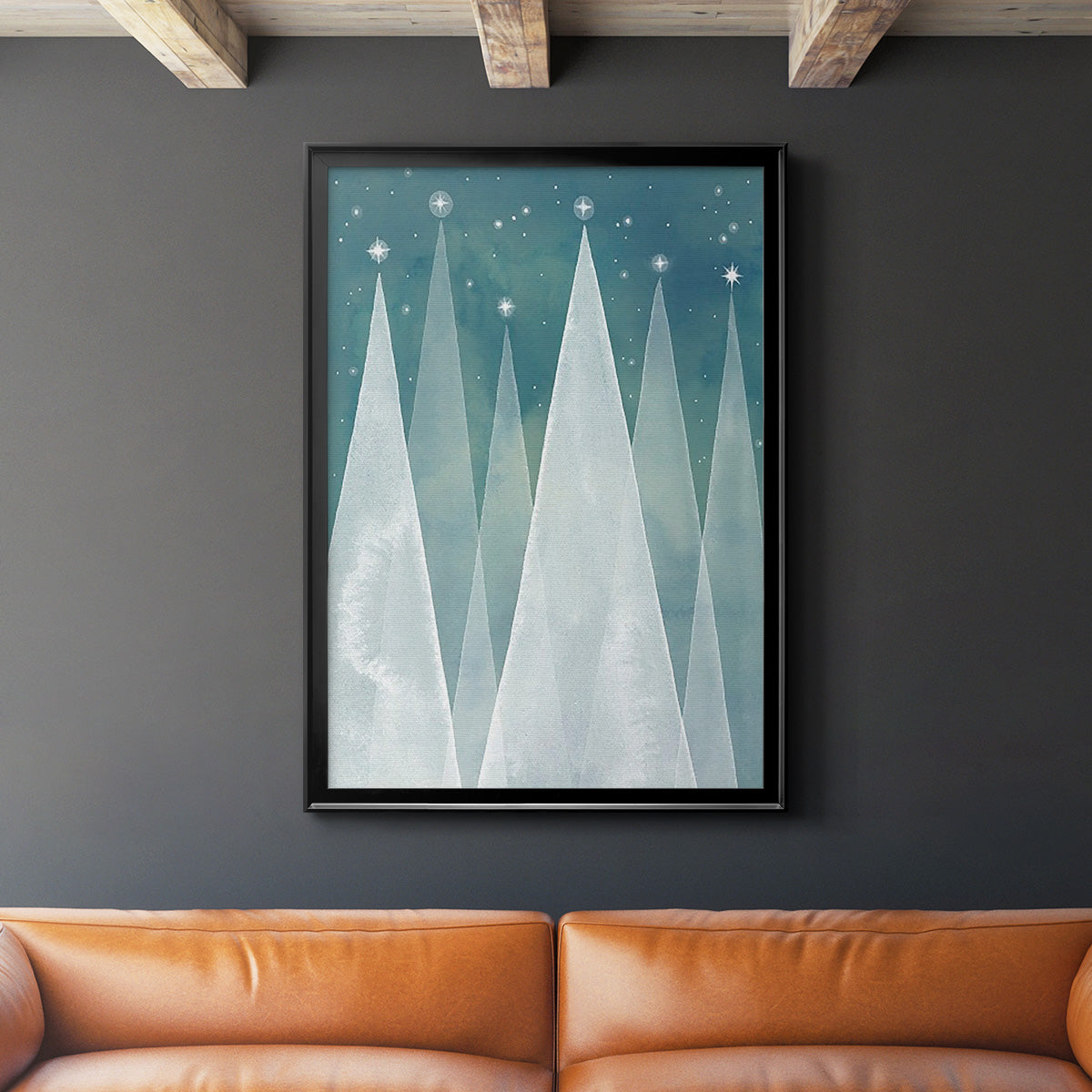 Mod Evergreens I - Modern Framed Canvas Print