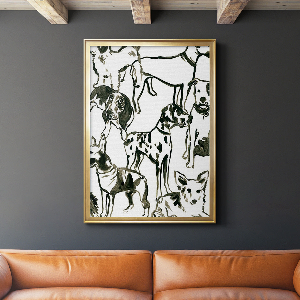Canine Collage II - Modern Framed Canvas Print