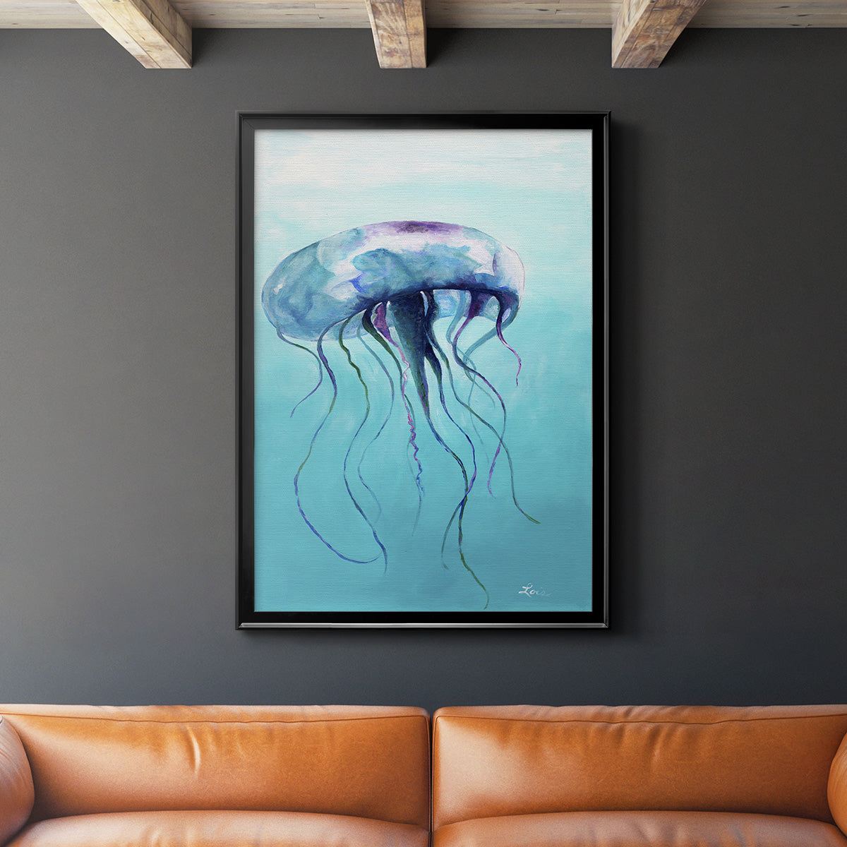 Jelly Fish - Modern Framed Canvas Print