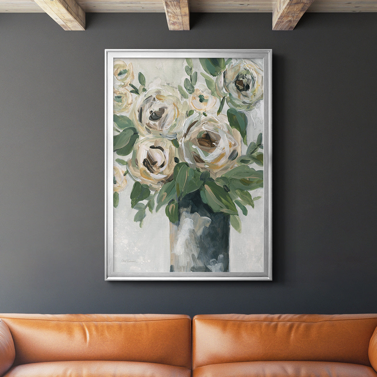Floral Depth - Modern Framed Canvas Print