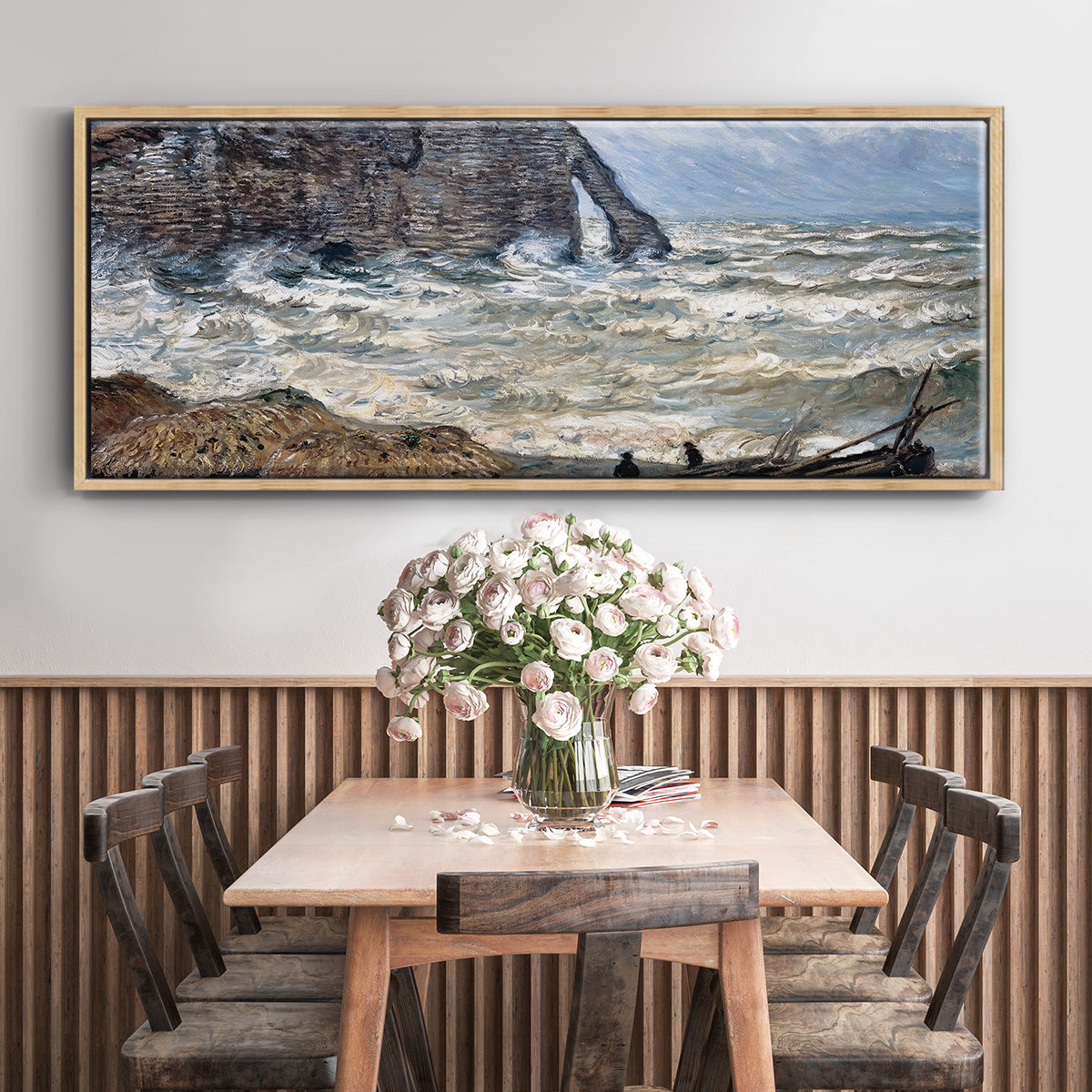 The Manneport, Étretat, Rough Sea, 1883 - Floater Framed Canvas Print
