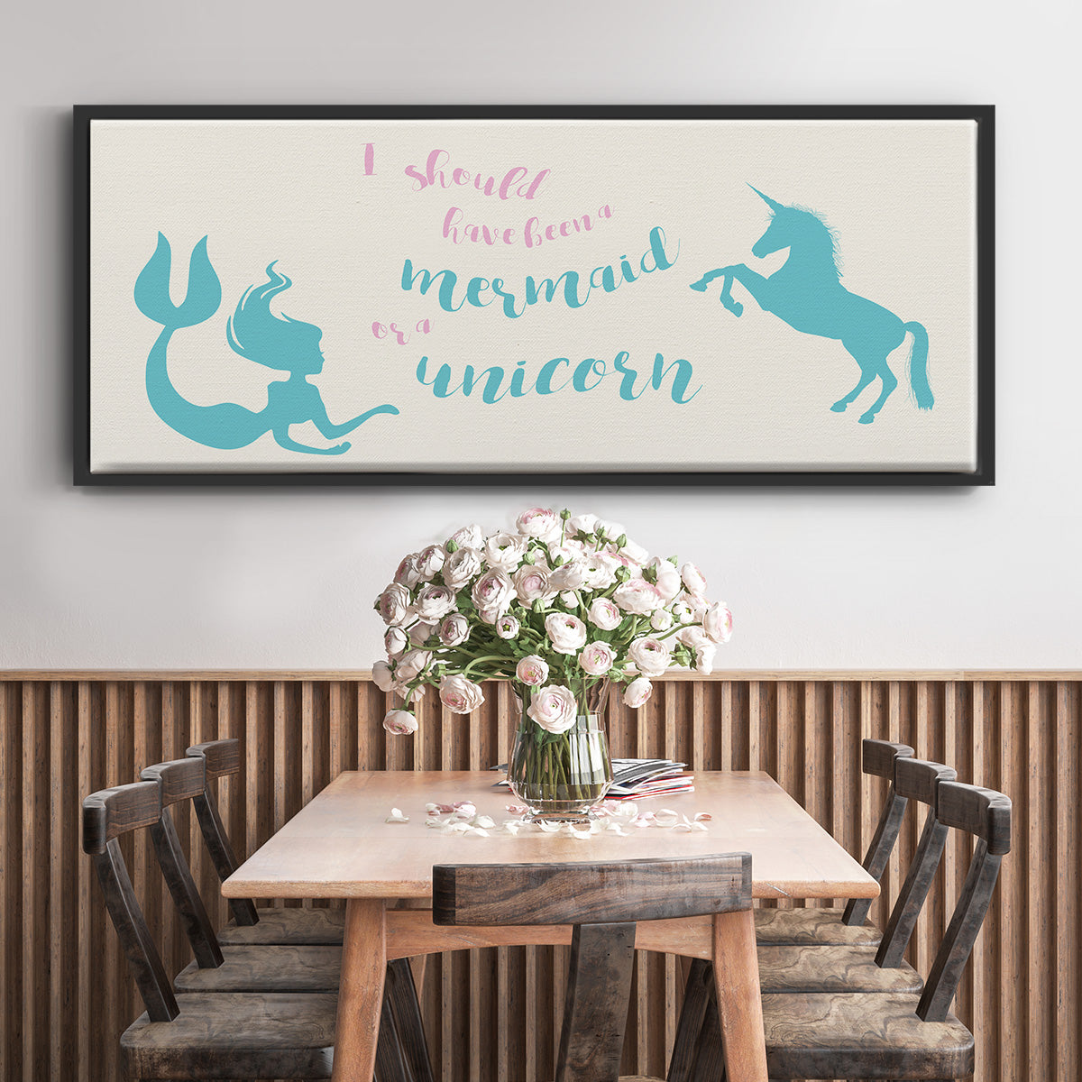 Mermaid Unicorn - Floater Framed Canvas Print