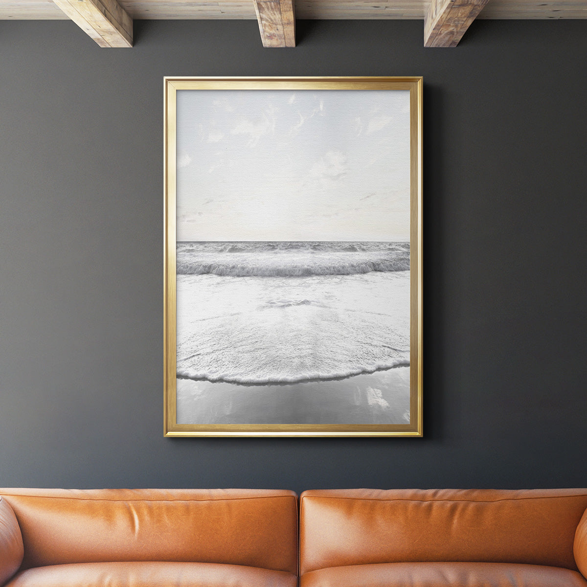 Serene Shore - Modern Framed Canvas Print