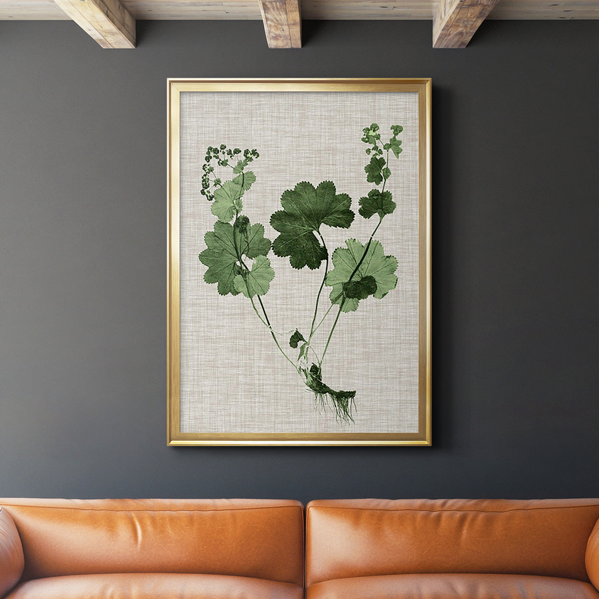 Forest Foliage on Linen I - Modern Framed Canvas Print