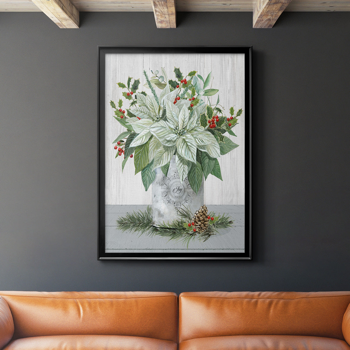 Farmhouse Christmas Joy - Modern Framed Canvas Print