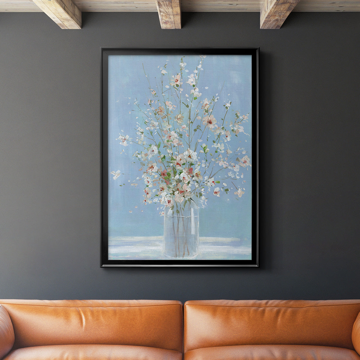 Cherry Blossom Arrangement - Modern Framed Canvas Print