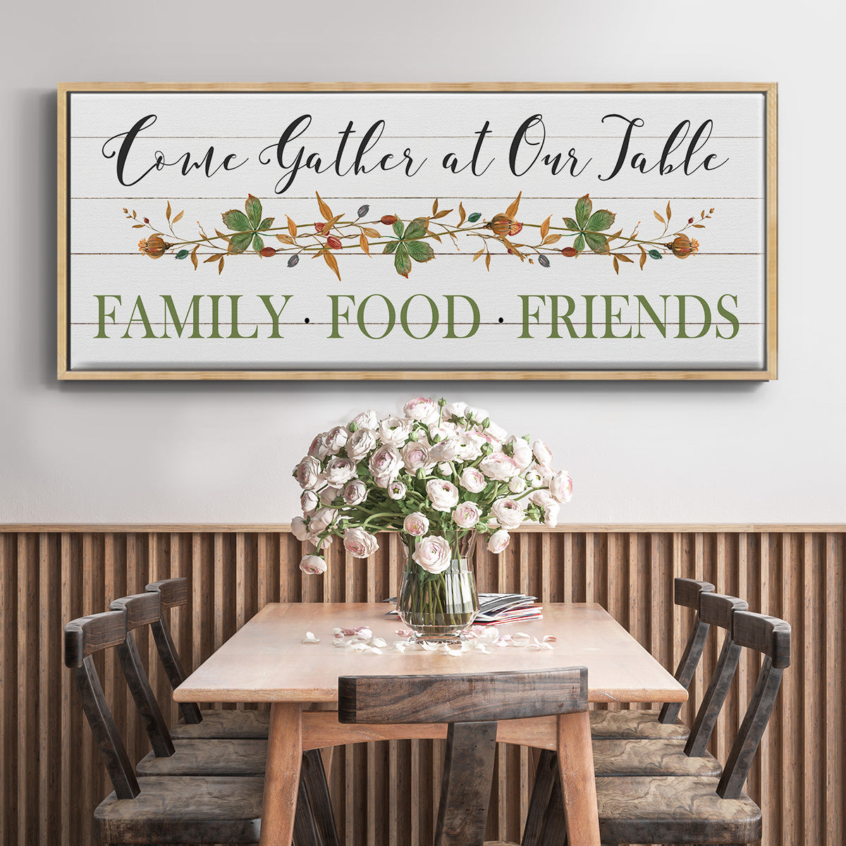 Feeding Friends I - Floater Framed Canvas Print