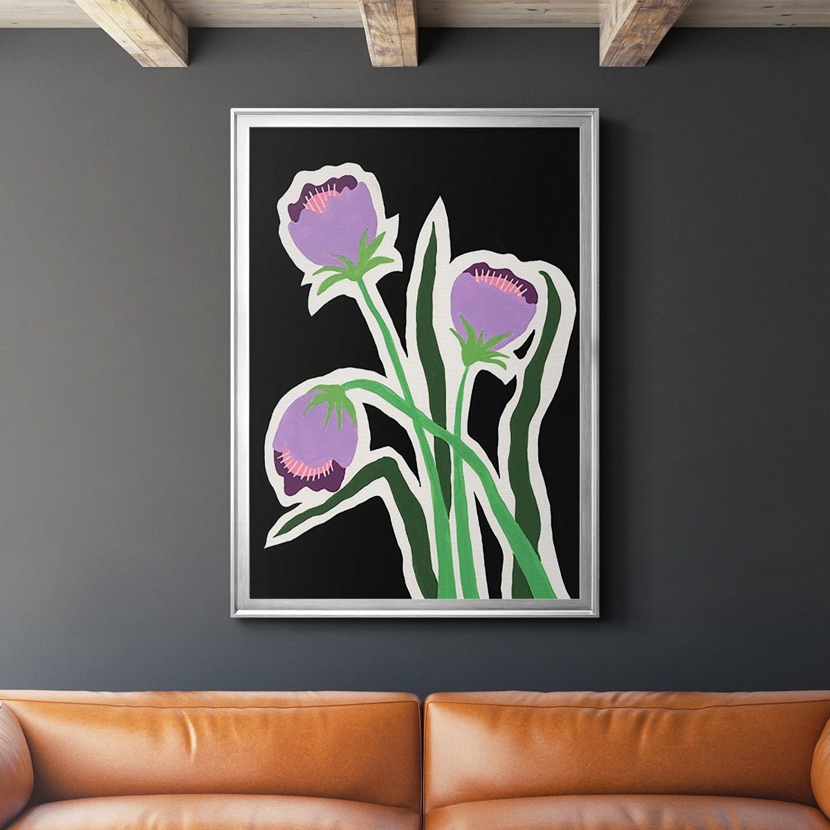 Pop Flowers II - Modern Framed Canvas Print