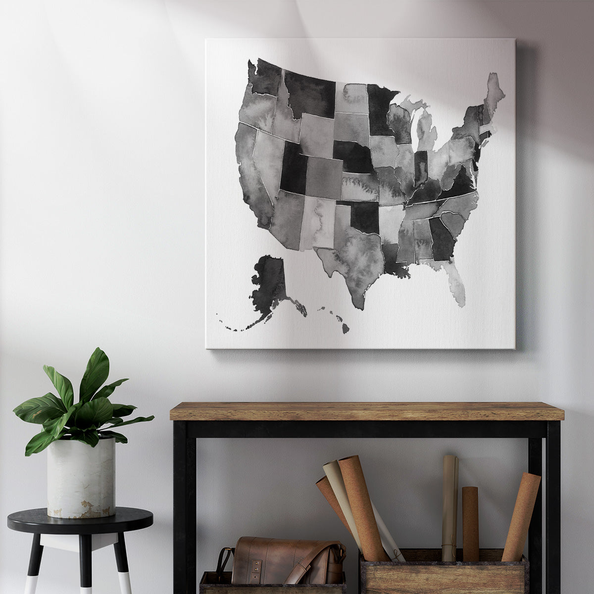 USA in Watercolor II-Premium Gallery Wrapped Canvas - Ready to Hang