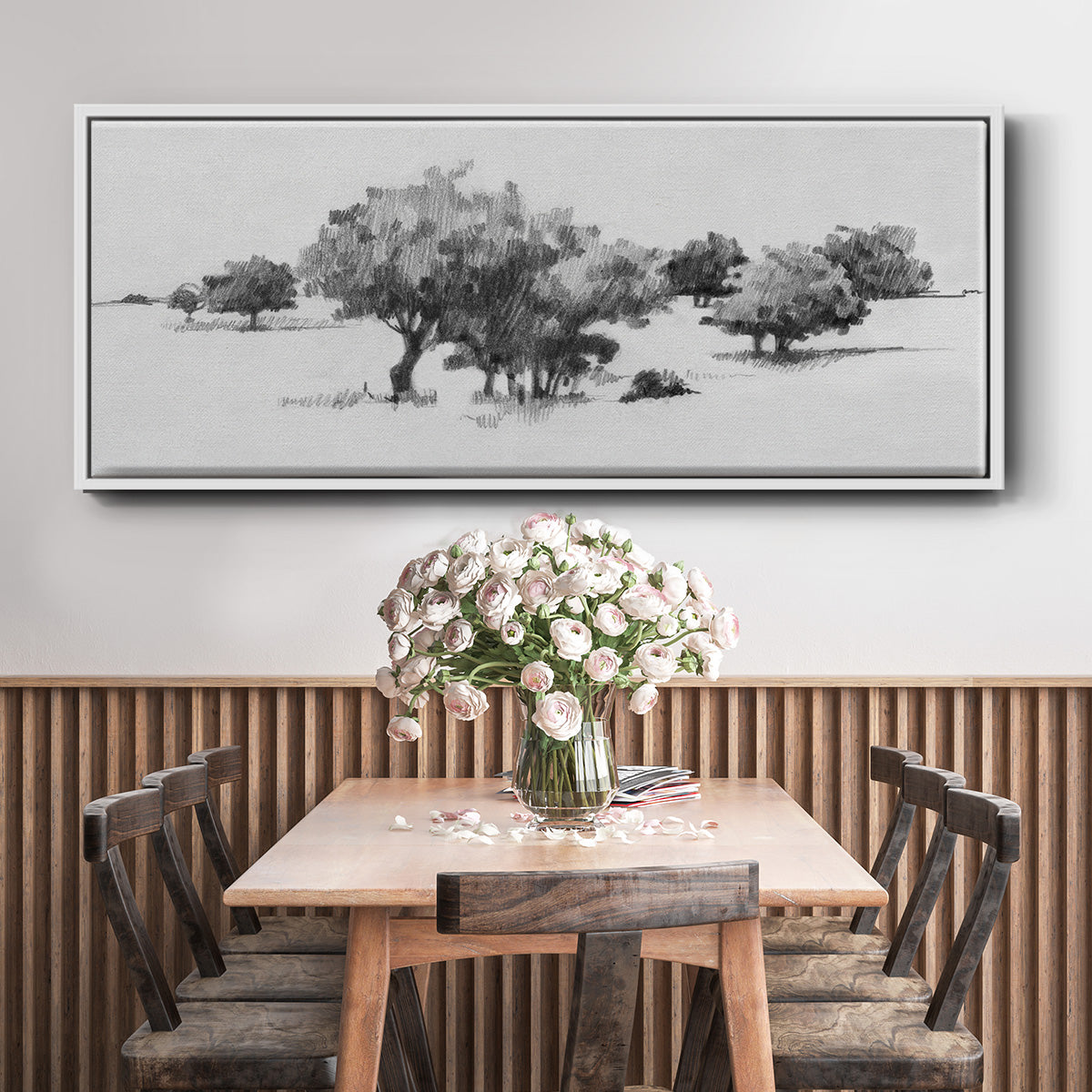 Treeline Sketch II - Floater Framed Canvas Print