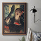 Impressionist portrait of a café singer by Edgar Degas in an ornate bronzed mahogany wood frame displayed in a neutral interior setting.