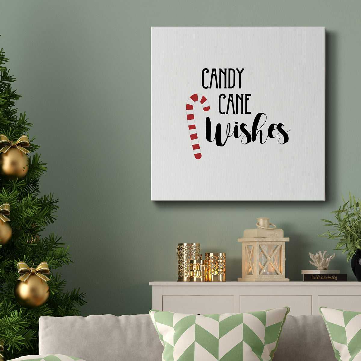 Candy Cane Wishes-Premium Gallery Wrapped Canvas - Ready to Hang