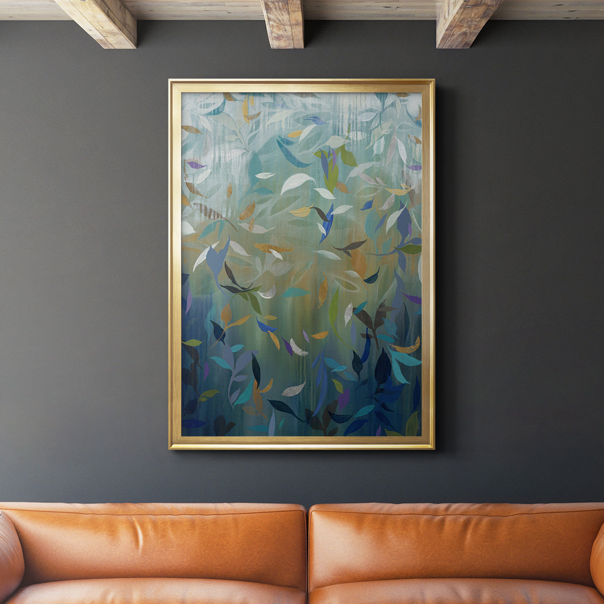 Falling Leaves - Modern Framed Canvas Print