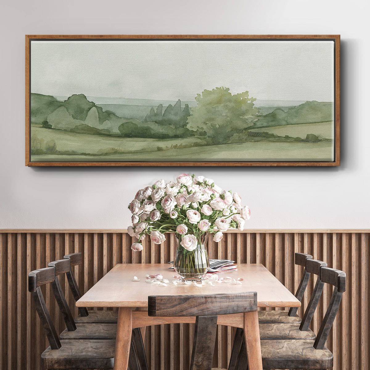 Vintage Landscape Sketch II - Floater Framed Canvas Print