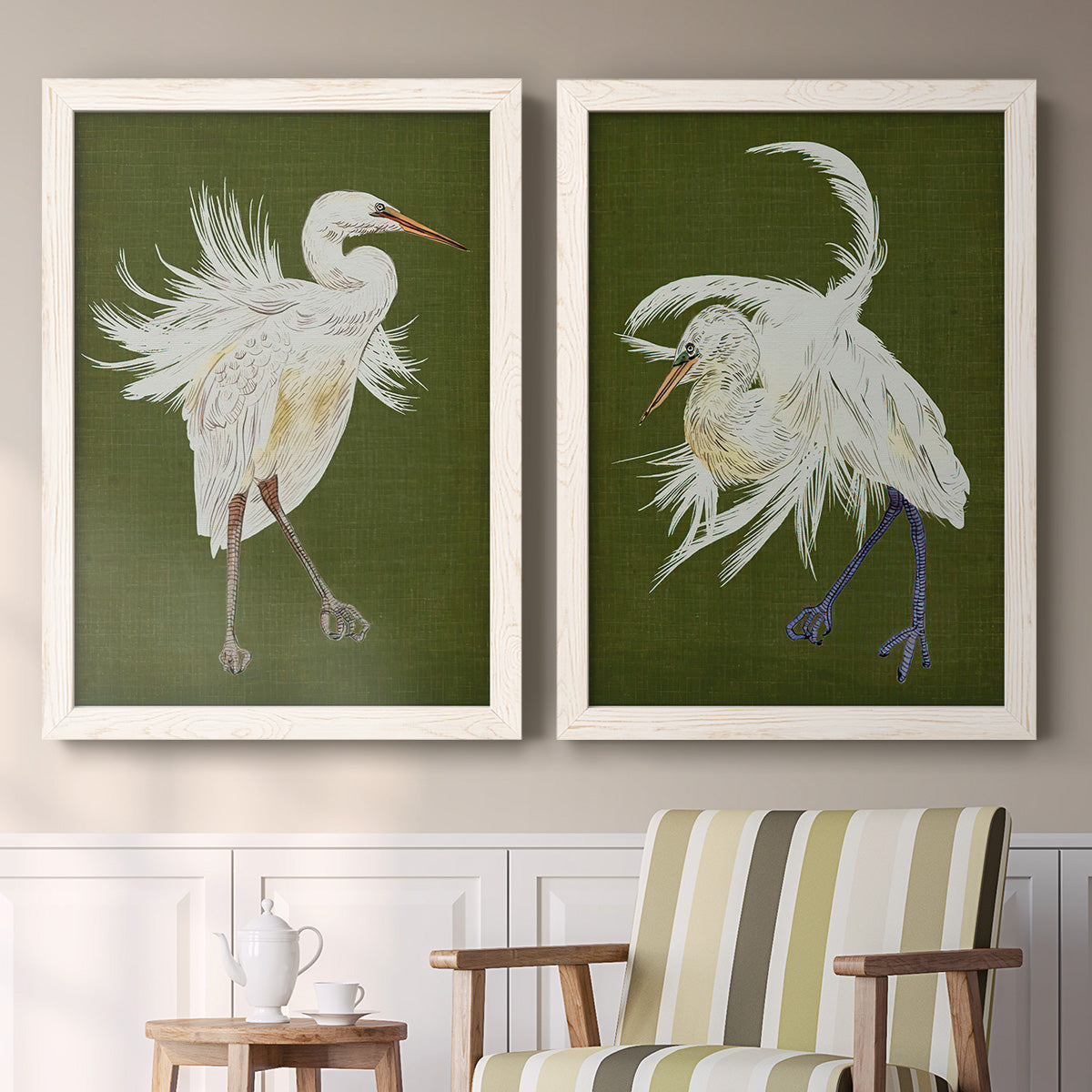 Heron Plumage I - Premium Framed Canvas 2 Piece Set - Ready to Hang