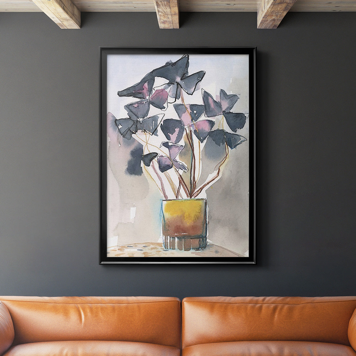 Oxalis in Vase II - Modern Framed Canvas Print