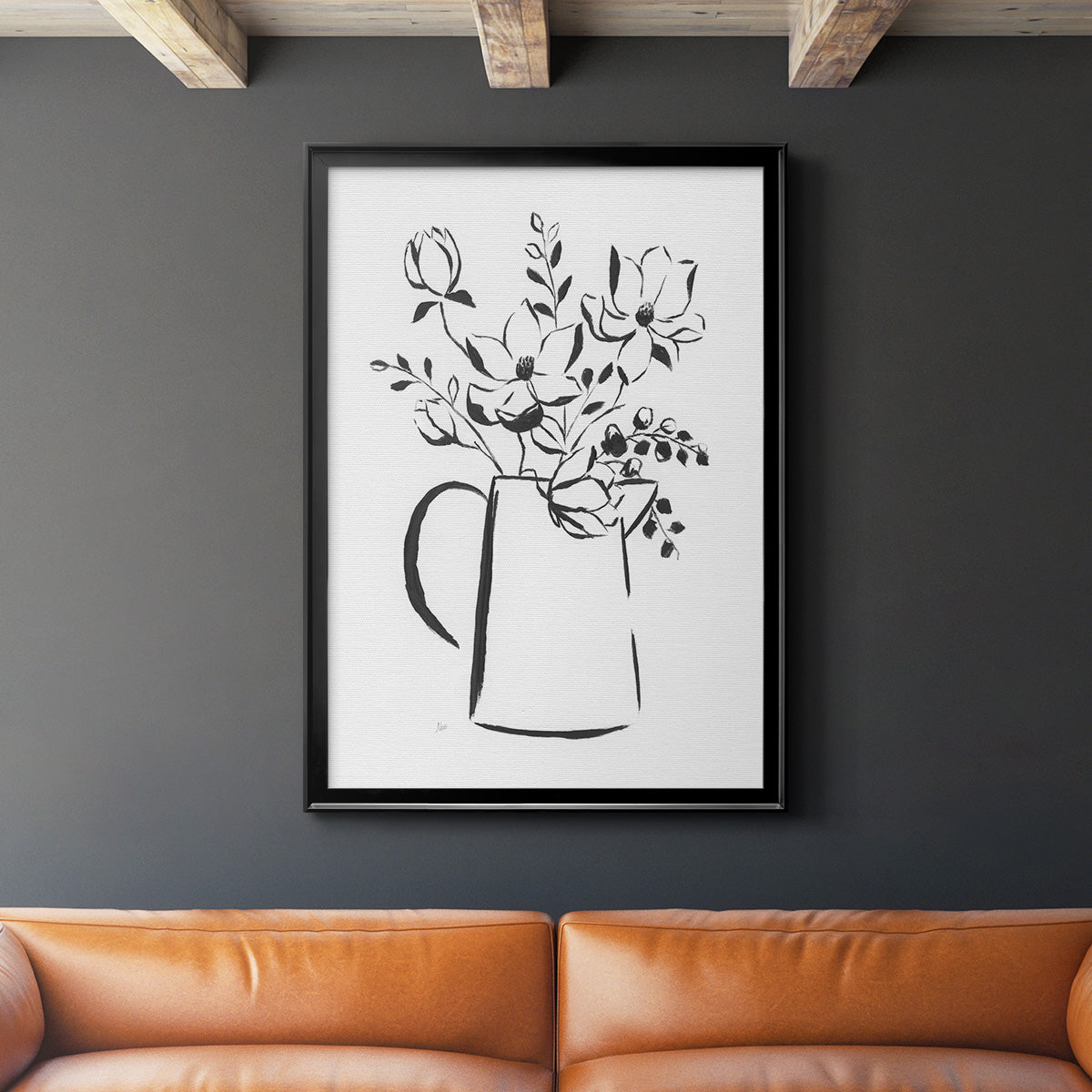 Sketchy Bouquet I - Modern Framed Canvas Print