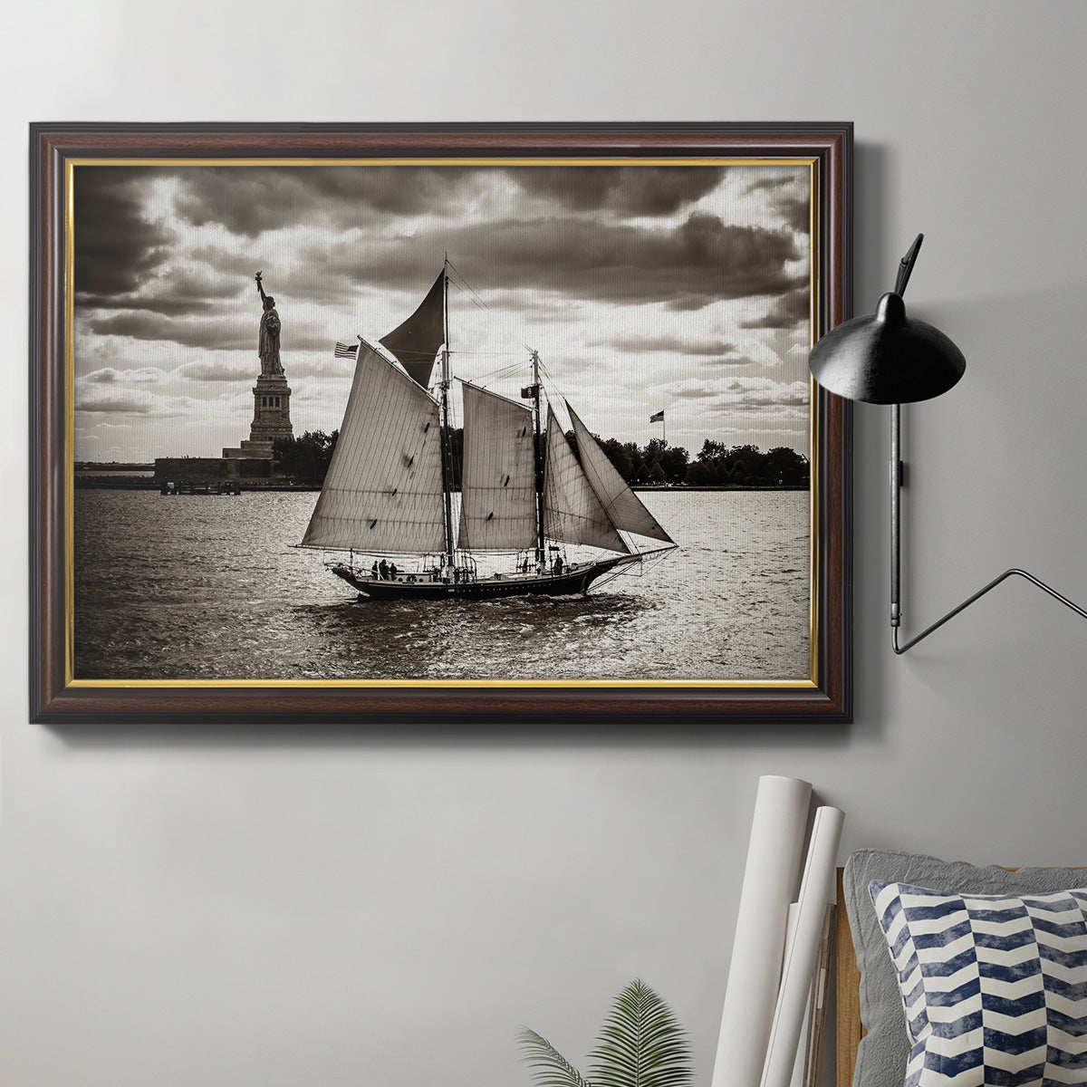 The Clipper & the Liberty Premium Framed Canvas- Ready to Hang