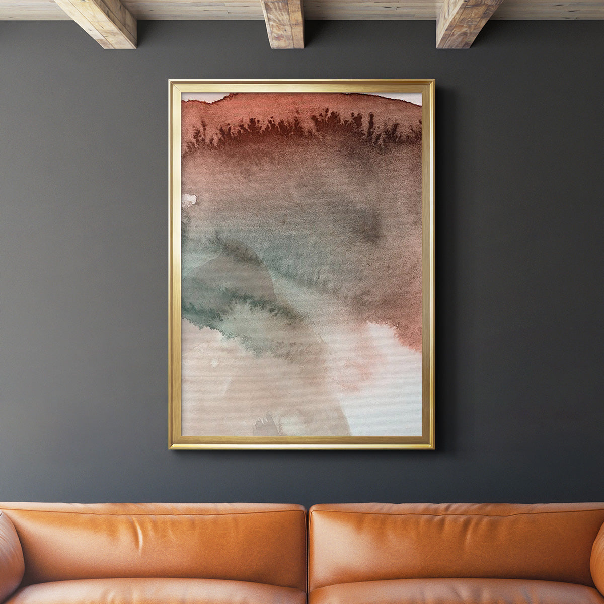 Red Ochre Abstract IV - Modern Framed Canvas Print