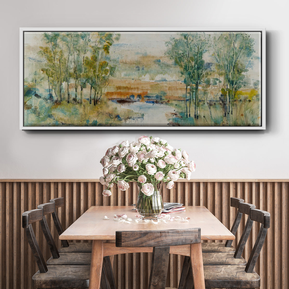 Trees on the Creek II - Floater Framed Canvas Print